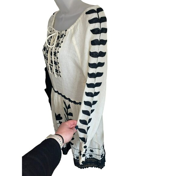 Roja Boho Chic Off-Shoulder Wool Dress With Black Embroidery Long Sleeves Size S - Picture 12 of 12